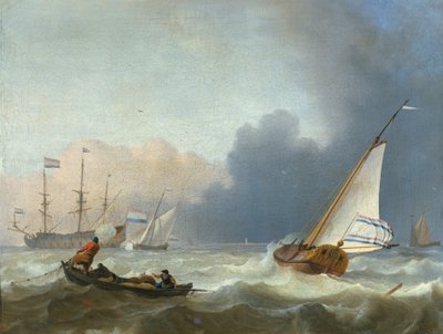 Rough Sea with a Dutch Yacht Under Sail by Ludolf Bakhuizen